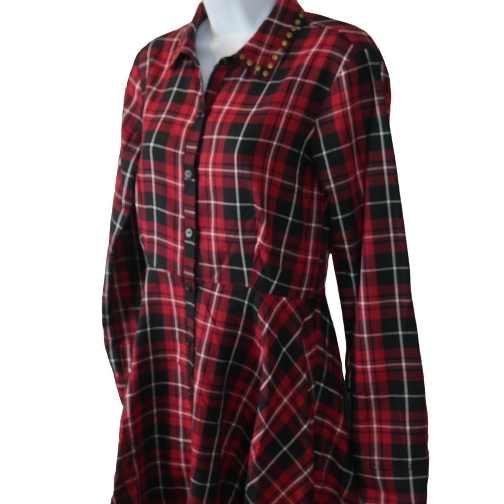 Venus Red Plaid Shirtdress Size 2 EUC - Picture 5 of 12
